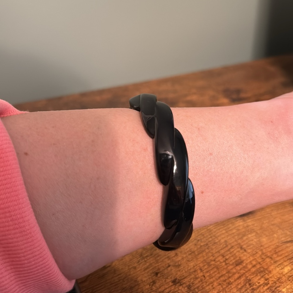 Vintage Plastic Bangle Bracelet, Braided, Scalloped, Retro, Boho